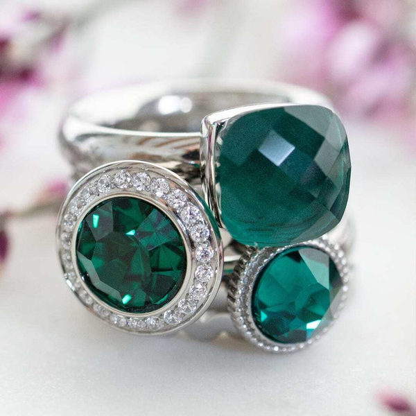 Кольцо Qudo FIRENZE 18.5 (S) Emerald 107000/40-4507 18.5 размер 18,5