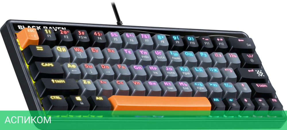 Клавиатура Defender Black Raven GK-417 RU RGB (45413)