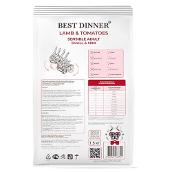 Best Dinner корм для собак мини пород с чувствительным пищеварением с ягненком и томатами (Adult Sensible Mini Lamb & Tomatoes)