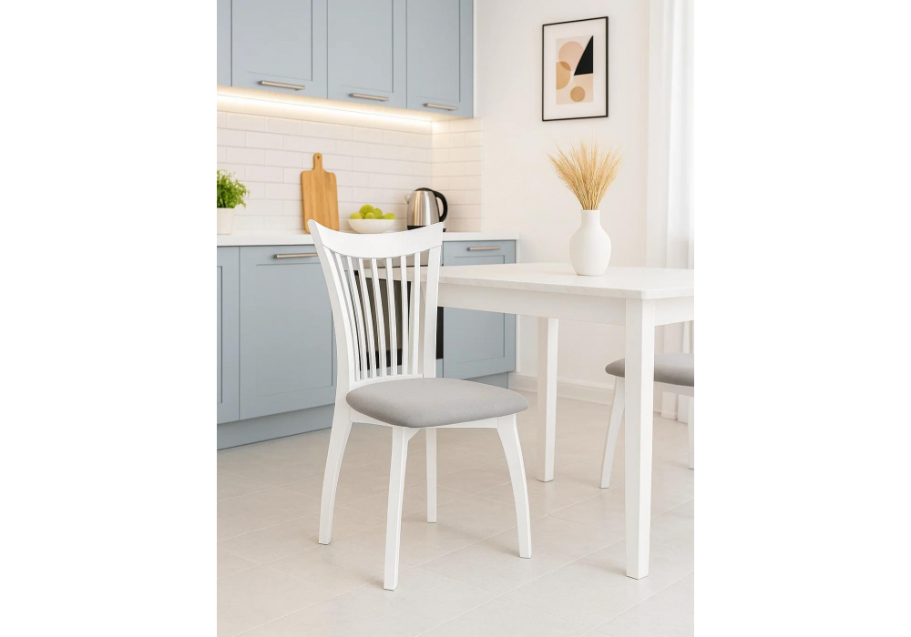 Стул деревянный Woodville Лидиос серый велюр, белый