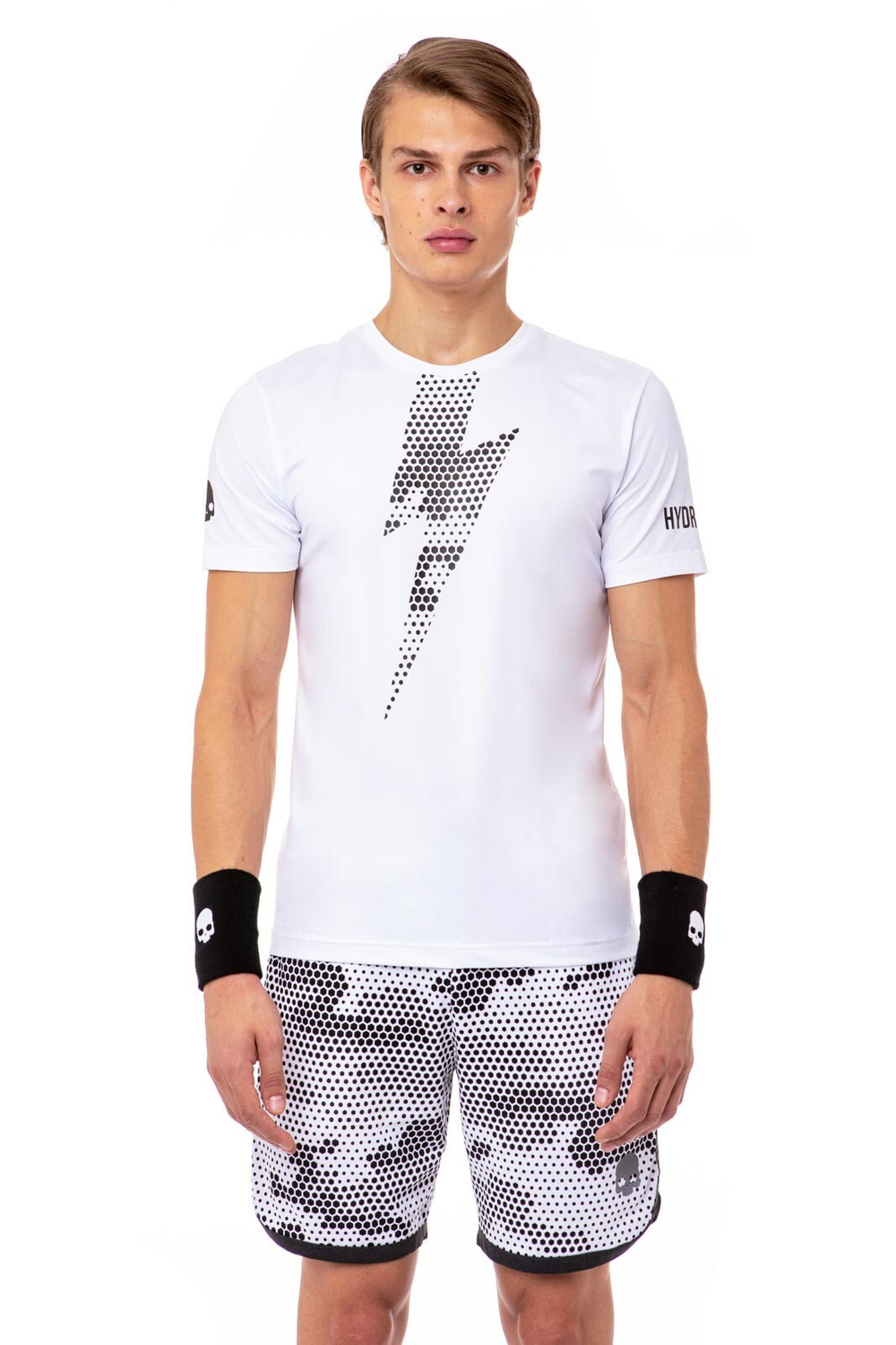 Мужская теннисная футболка Hydrogen Tech Thunderbolt Tee Man - white/black