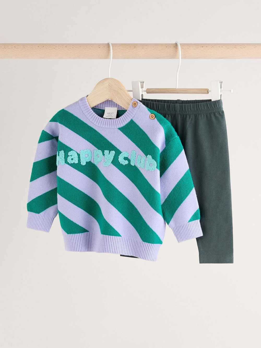 Свитер и легинсы в комплекте для малышей Next E16-833, Зеленый, Серый, Темно-серый