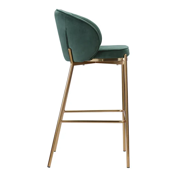 Барный Coral, темно-зеленый велюр с золотыми ножками