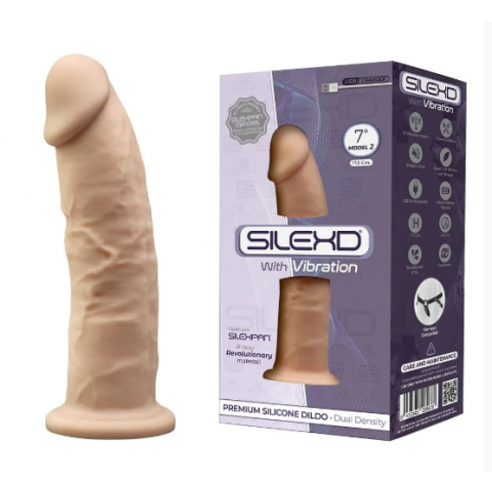 Реалистичный вибратор с двойной плотностью Model 2 от SILEXD светло-бежевый (17,5*4,4 см)