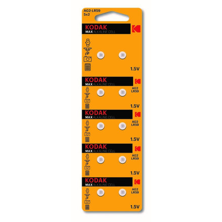 Батарейки Kodak AG2 LR726, LR59 [KAG2-10] MAX Button Cell