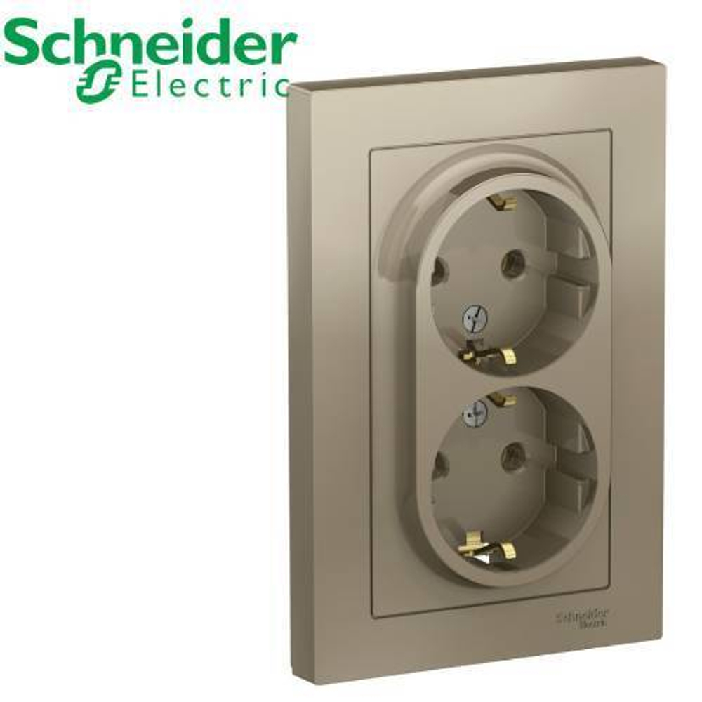 Розетка 2-я с/з (шампань) AtlasDesign Schneider ATN000524