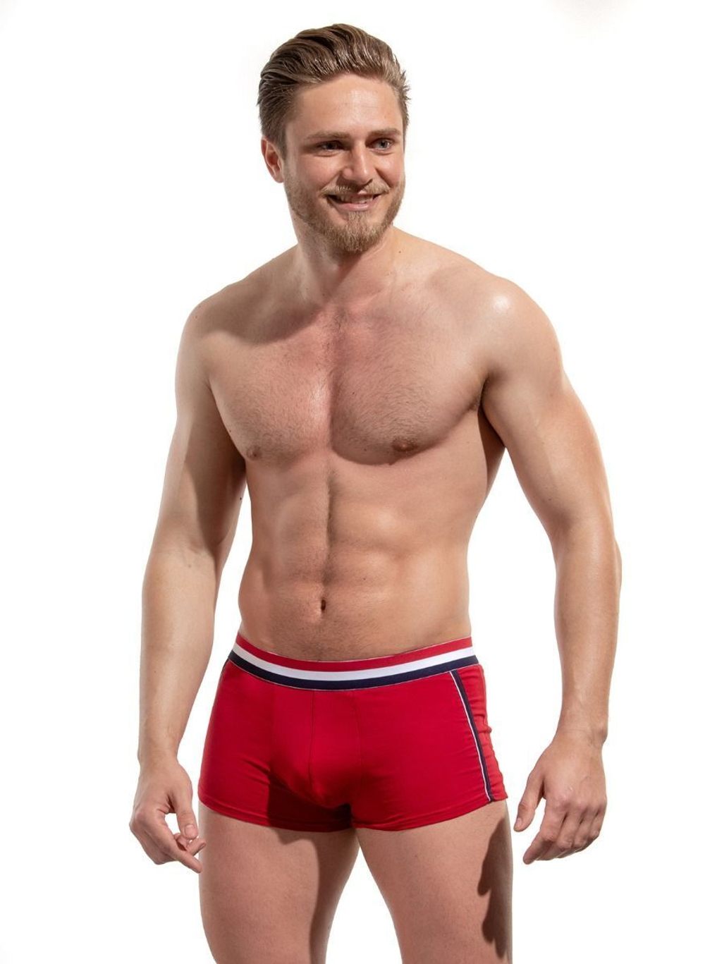Мужские боксеры с полосками на резинке (Размер: XL) (Цвет: красный)