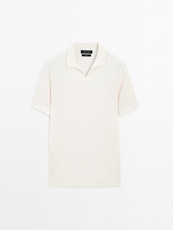 Massimo Dutti Поло из 100% хлопка, натуральный, кремовый
