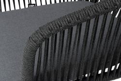 "Марсель" стул барный плетеный из роупа, каркас из стали темно-серый (RAL7024) муар, роуп темно-серый круглый, ткань темно-серая 027 NEW