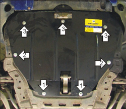 Защита картера Двигателя, КПП. 2 мм, Сталь. для Mazda 6 2002-2007 MOTODOR.01114
