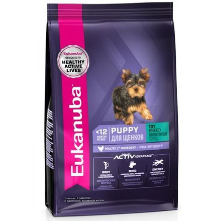 Сухой корм Eukanuba Puppy Toy Breed &lt;12 months для щенков миниатюрных пород с птицей 500 г