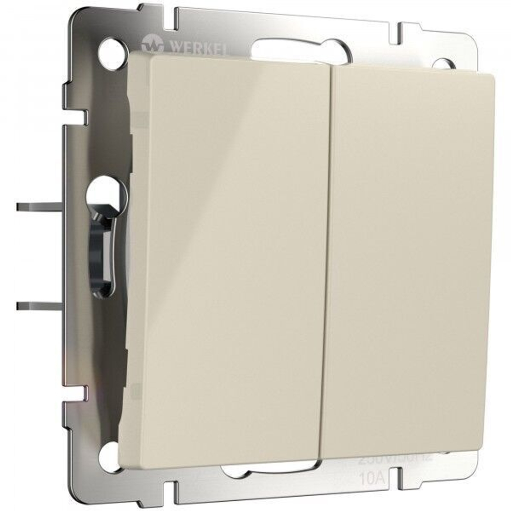 Выключатель двухклавишный с самовозвратом (слоновая кость)