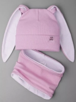 Шапка для девочек осенняя, с ушками и снудом