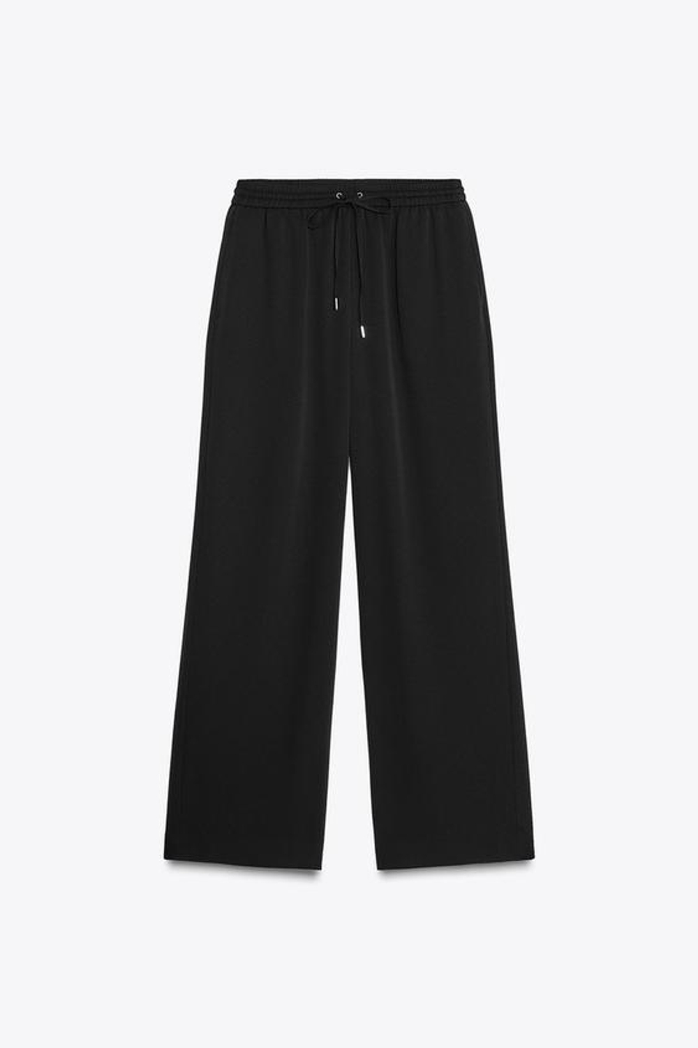 ZARA СТРУЯЩИЕСЯ БРЮКИ В ПИЖАМНОМ СТИЛЕ, ЧЕРНЫЙ