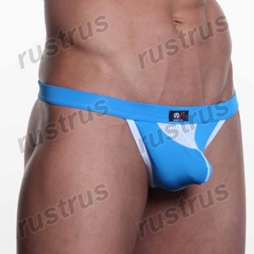 Мужские трусы стринги голубые WANGJIANG WG00069
