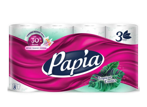 ТУАЛЕТНАЯ БУМАГА ПАПИЯ 8 РУЛ. 7 УП.