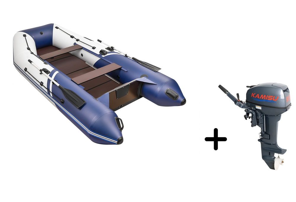 Броня-340 СК белый-синий + KAMISU T 9.9 BMS (комплект лодка + мотор)