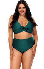 Раздельный купальник plus size: мягкий лиф и трусики-слипы (Размер: 80G/40) (Цвет: изумрудный)
