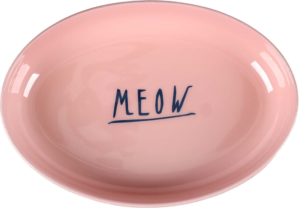 Миска стальная для кошки Flamingo NELL, 275 мл, 16,5x11,5x3 см, овальная, розовый