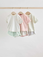 Футболка и шорты в комплекте для малышей Next AG4-644, 3 шт., Розовый, Салатовый