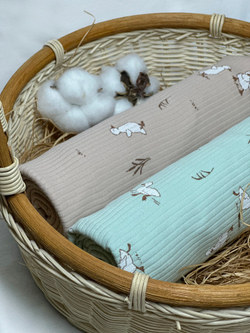 Пелёнка Утята Рубчик Светлый кофе 85*130 RinaAmari