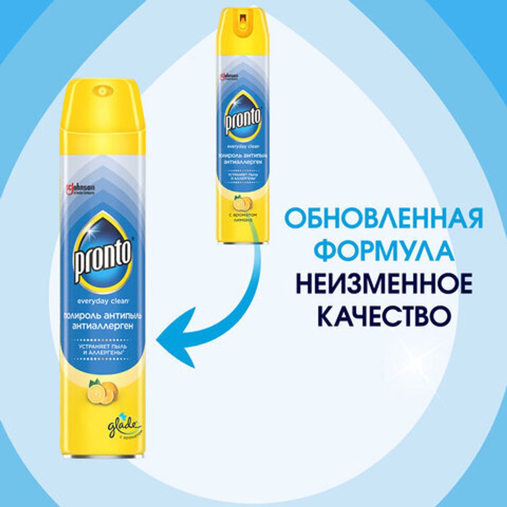 Полироль для мебели 250 мл, PRONTO "Антипыль" Антиаллерген, аэрозоль, 864904