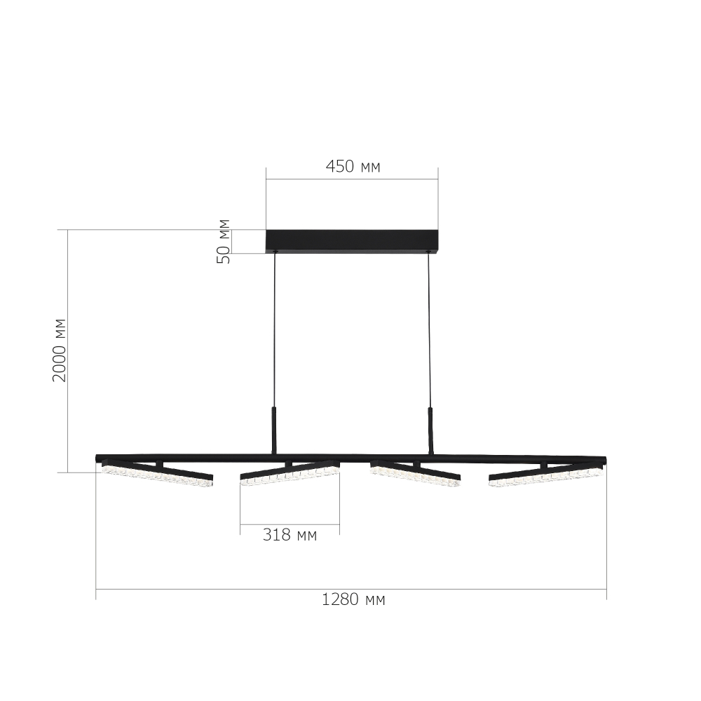 SL1018.403.04 Светильник подвесной ST-Luce черный/прозрачный LED 4*32W 4000K EUCLIDICS