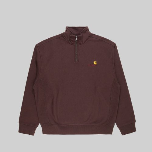 Толстовка мужская Carhartt WIP American Script Half Zip артикул:I027014_tobacco - купить в магазине Дайс