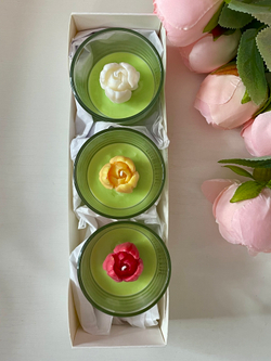 Набор ароматических свечей Белый, Желтый и Красный тюльпаны