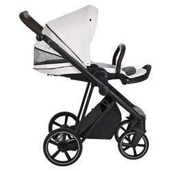 Детская коляска Roan Sol Кожа 2 в 1 RSL/2024 White/Black/руч.Тем.коричневый