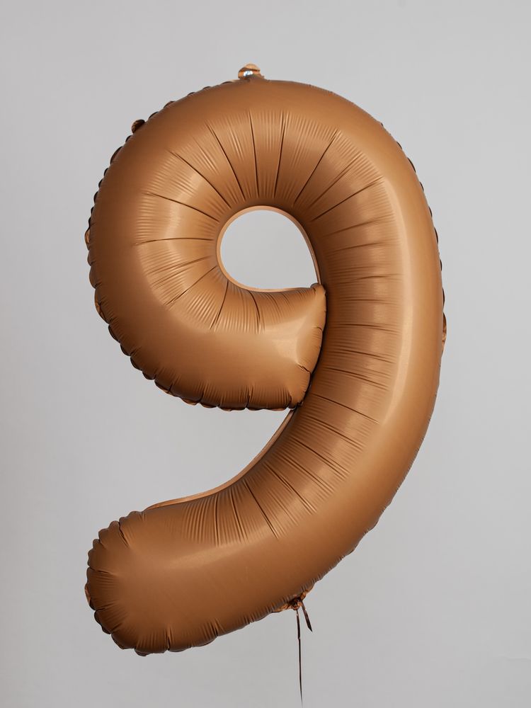 F Шар (40''/102 см) Цифра, 9 Slim, Шоколад, Матовый (БГ-60)