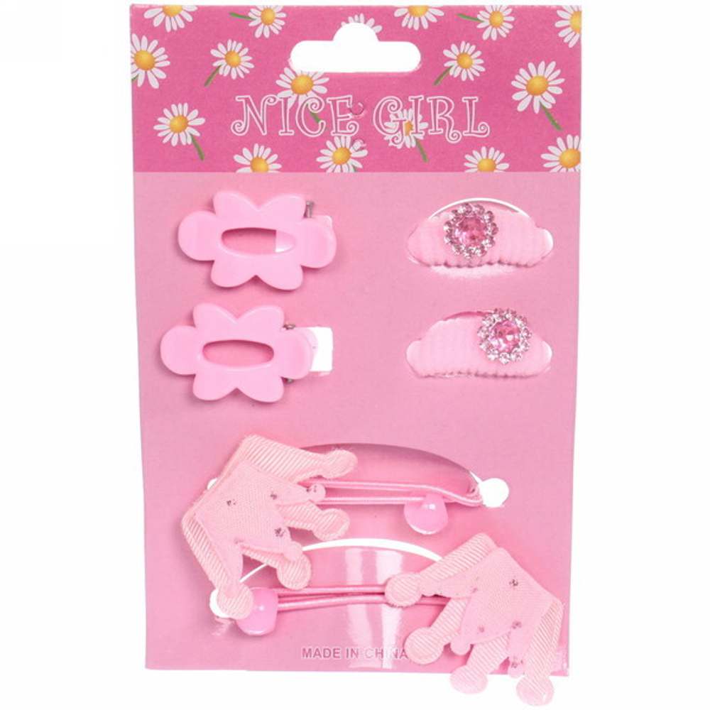 Аксессуары для волос детские «Little Fashion - Корона», 3 цвета, (4 резинки, 2 заколки), 10*16 см