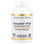 California Gold Nutrition, убихинол (восстановленная форма коэнзима Q10) с PQQ, 120 растительных капсул