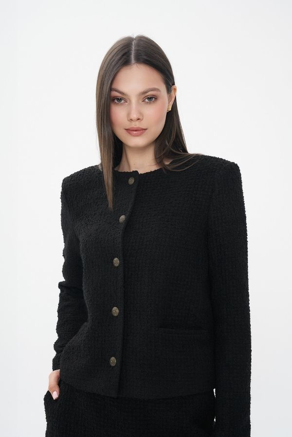 Жакет букле AJ006 черный - фото 3