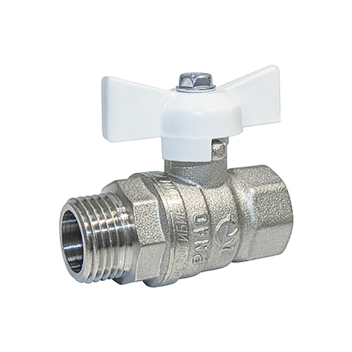 Кран шаровой 1/2'' вн/нар бабочка БЕЛАЯ 11б27п1 Стандарт 231 ГАЛЛОП никель PN40