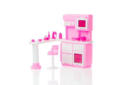 Кухня для куклы розовая