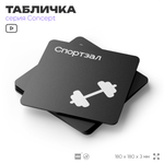 Табличка Спортзал, на дверь и стену, навигационная и информационная, серия CONCEPT, 18х18 см, Айдентика Технолоджи