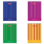 Блокнот МАЛЫЙ ФОРМАТ (97х145 мм) А6, 40 л., гребень, картон, клетка, BRAUBERG, "Полоски", 129822