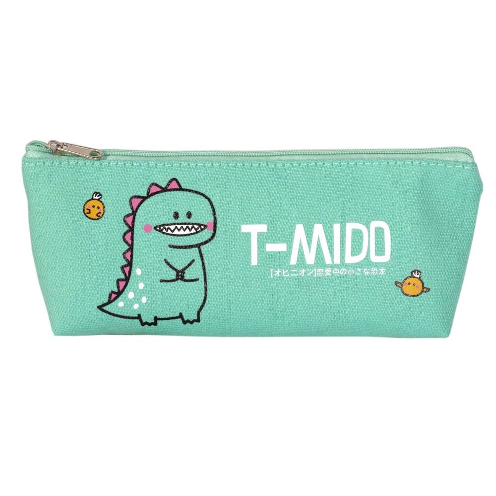 Пенал - косметичка Alingar, ткань, молния, 75 х 205 мм, "Дино", бирюзовый (надпись T-MIDO)