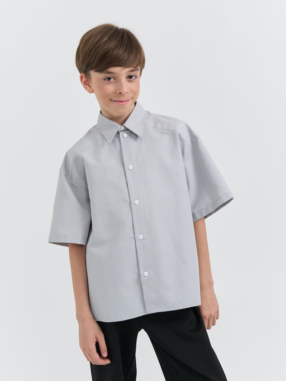 Рубашка оверсайз с коротким рукавом "Серая" 7+