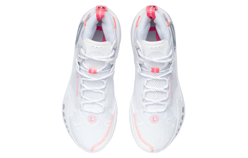 Li Ning Shadow 3 Cushioning Slip Resistant Abrasion Resistant Mid top Basketball Shoes Men"s Standard White