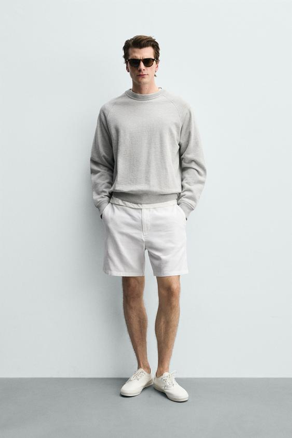 ZARA ШОРТЫ REGULAR FIT ИЗ РЕЛЬЕФНОЙ ТКАНИ, БЕЛЫЙ