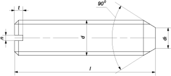 DIN 553 (EN ISO 7434) Винт установочный стопорный с прямым шлицем и коническим концом