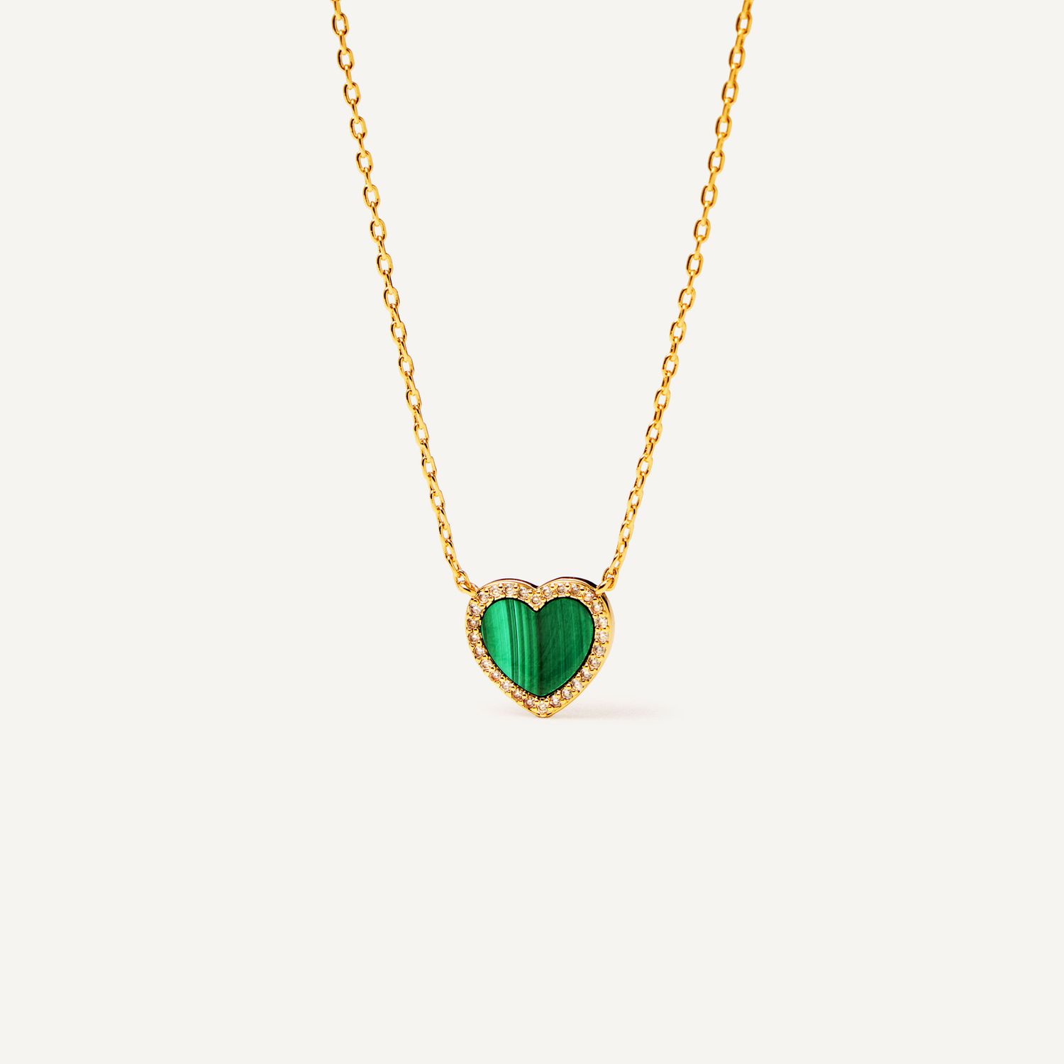 Колье Malachite Heart Necklace - Gold