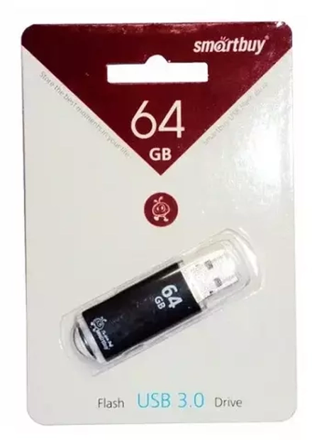 Флешка 64-GB USB-3.0 SmartBuy V-Cut чёрный