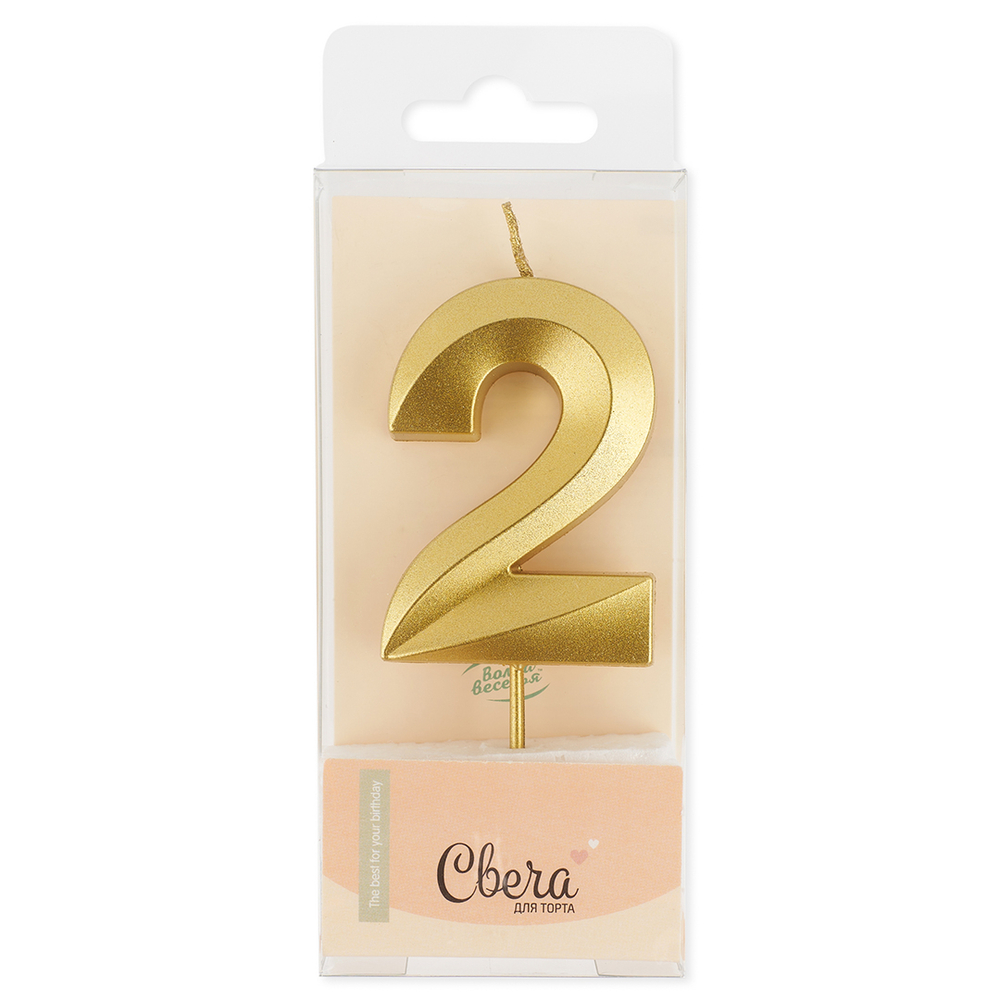 Свеча Цифра, Грани, Золото, Металлик