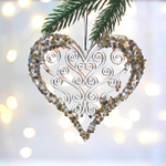 Подвеска «Сказочное сердце» 12 см, Белый/Золотой блеск