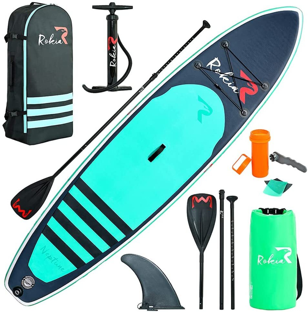 SUP доска ROKIA 10,6" надувная, MSL технология бирюза