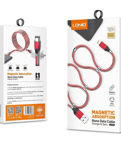 USB cable Type-C 1m Magnetic absorption LS491(LDNIO) grey