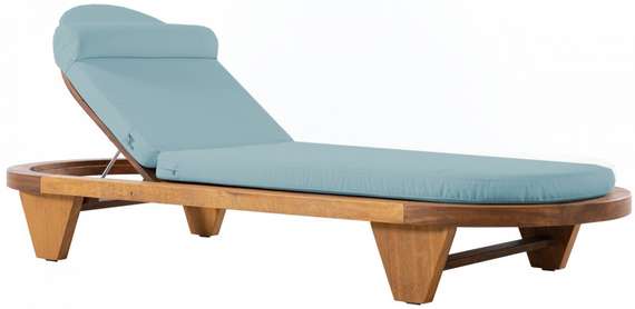 Шезлонг Spain, массив ироко, голубой матрас